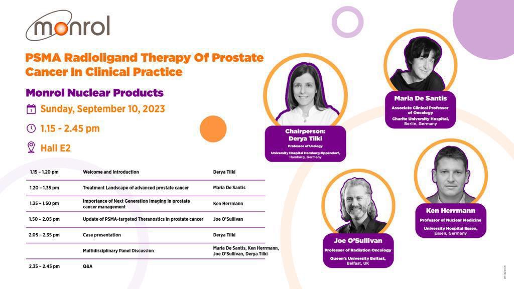 Ken Herrmann (@profkherrmann) on Twitter photo Want to learn more about prostate cancer ? And how we can use PSMA RLT ? Come to todays symposium with the outstanding clinicians <a href="/Tilki_De/">Derya Tilki, MD</a> <a href="/ProfJOSullivan/">Prof Joe O'Sullivan</a> and Prof Maria de Santis <a href="/EANM_NucMed/">European Association of Nuclear Medicine (EANM)</a> #eanm2023 Want to learn more about prostate cancer ? And how we can use PSMA RLT ? Come to todays symposium with the outstanding clinicians <a href="/Tilki_De/">Derya Tilki, MD</a> <a href="/ProfJOSullivan/">Prof Joe O'Sullivan</a> and Prof Maria de Santis <a href="/EANM_NucMed/">European Association of Nuclear Medicine (EANM)</a> #eanm2023