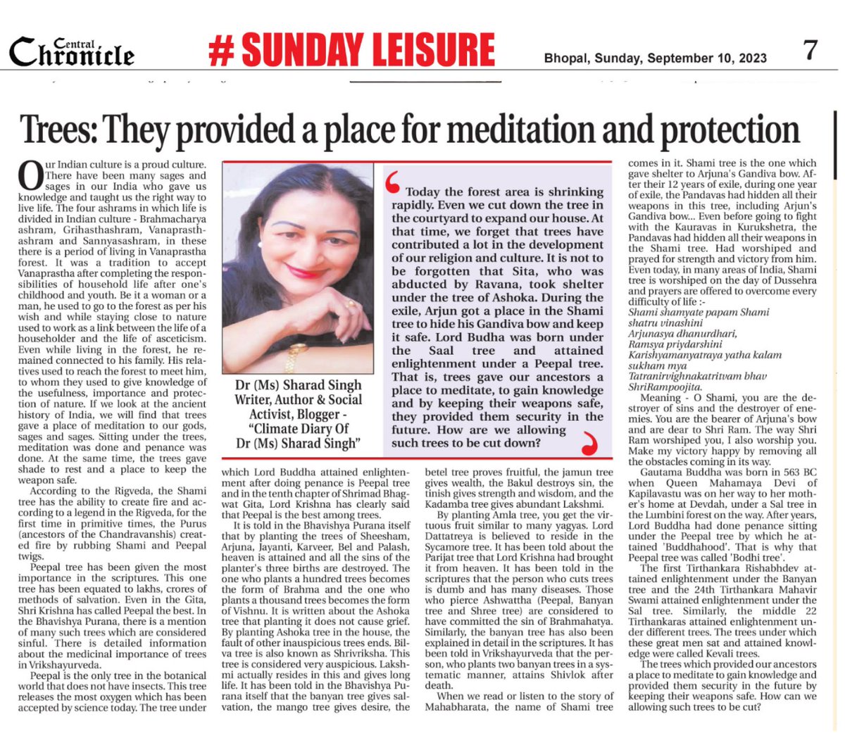 MissSharadSingh's tweet image. Article | Trees: They provided a place for meditation and protection | Dr (Ms) Sharad Singh
Read in my Blog
sharadakshara.blogspot.com/2023/09/articl…
In my Facebook
m.facebook.com/story.php?stor…

#climatechange  #MyClimateDiary 
#UNClimateChange 
#savetheearth
#CentralChronicle
#DrMissSharadSingh