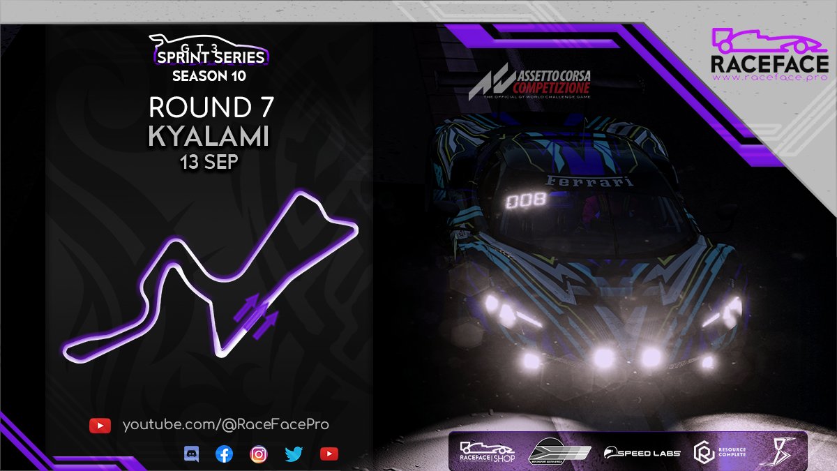 RaceFacePro's tweet photo. Tonight sees us returning to a local track for Round 7 of the Raceface GT3 Sprint Series.

#simracing #esports #gt3 #raceface #championship #league #racing #champion #teams #southafrica #endurance #raceday #raceweek #viral #gtracing #acc #assettocorsa #iracing #ams2 #F12023 https://t.co/aTSbMAZEKC