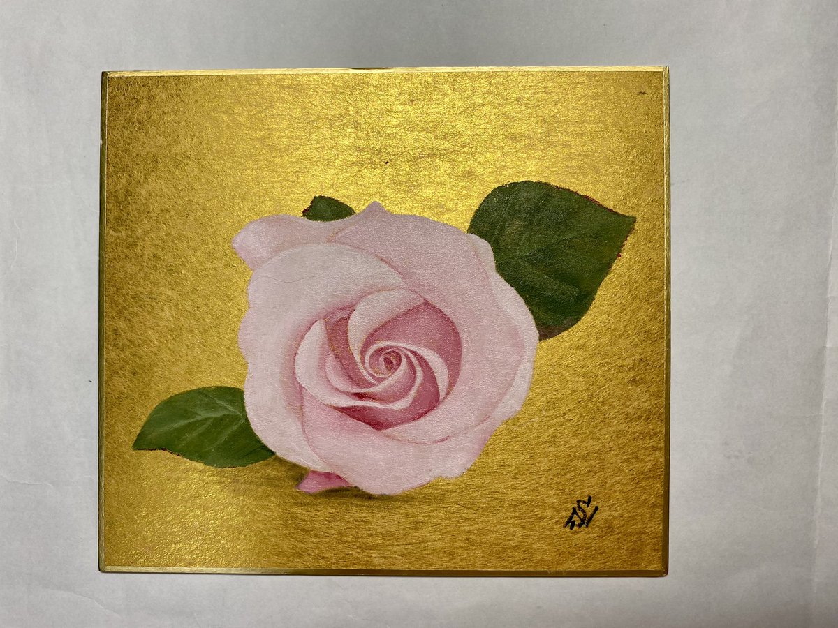 息抜きに小さな薔薇🌹を描いてみた^_^
額装したら作品になるかしら？

#artjapan #nobukoshimizu #rosepaint #roselover #fineart #oilonpaper