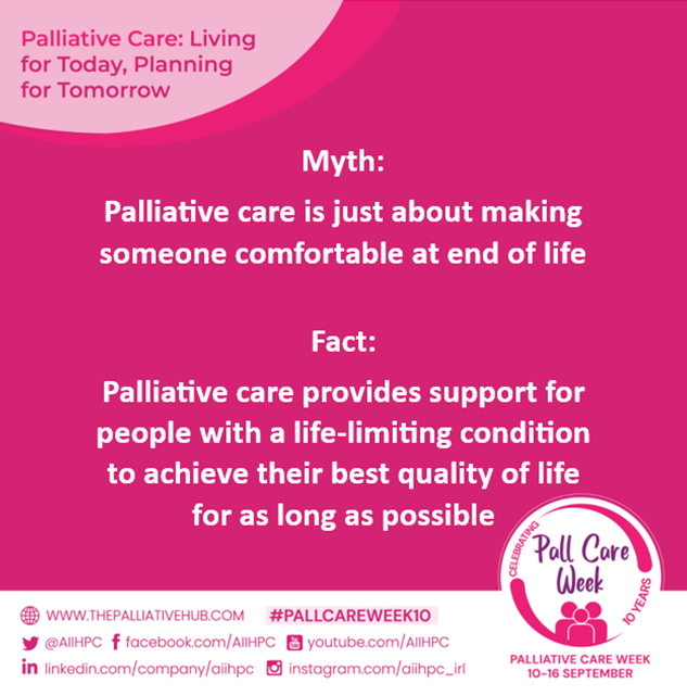 AIIHPC's tweet photo. For Palliative Care Week 2023, we're challenging the common myths of palliative care. #pallcareweek10 
please share and help to share the facts.

Today's myth &amp; fact is: https://t.co/UWiRp2QDBA