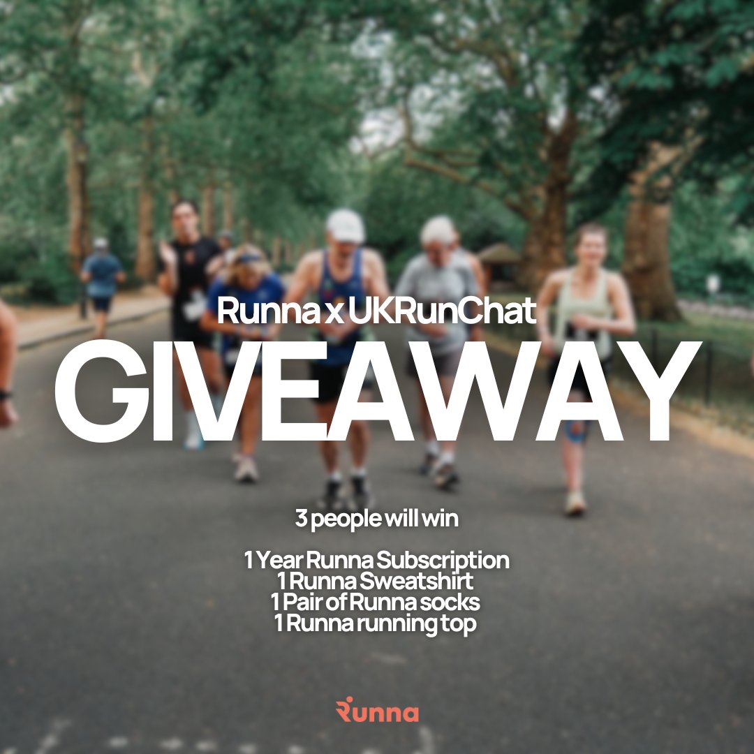 Repost this and follow <a href="/runna/">Runna</a> to be in the Sunday 10th September 9pm draw to win a 12 month subscription, and Runna kit worth over £200. We will have 3 winners. Good luck! #ukrunchat #ad

Take your running to the next level: tinyurl.com/9tyj72jb