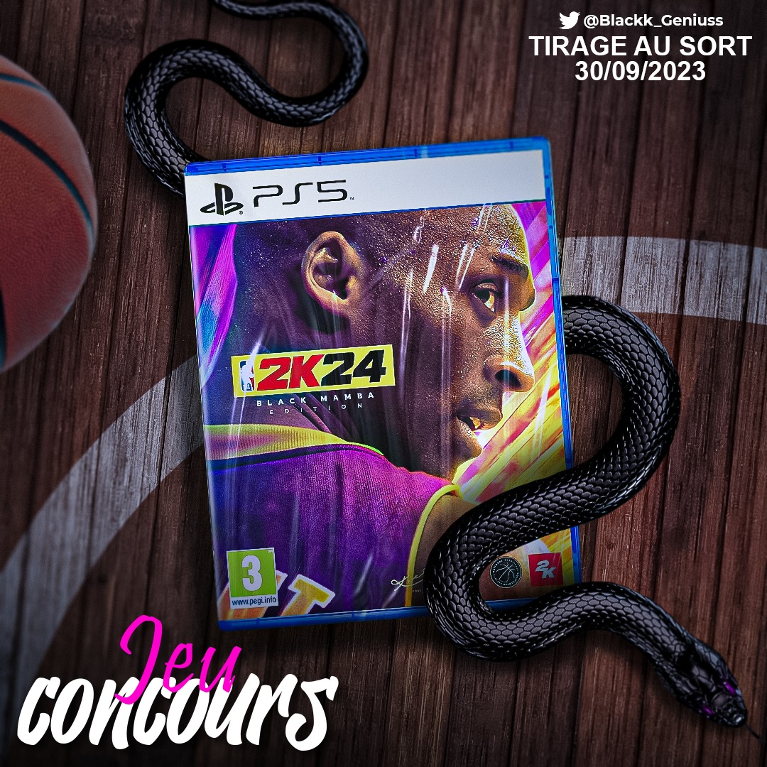 Blackk_Geniuss's tweet image. &quot;JEU CONCOURS 5000 abonnés Youtube&quot;

#Giveaway #Nba2k24
Gagne le Jeu Nba 2k24 (Mamba Edition) OU une carte PSN de 450.000 VCs 💰

Pour jouer : 
✅ Follow mon compte @Blackk_Geniuss
🔄 RT et ❤️ ce Post
📌Tag 2 potes gamers en commentaire

TAS: Samedi 30/09 🎰
#FreeVC #JeuConcours