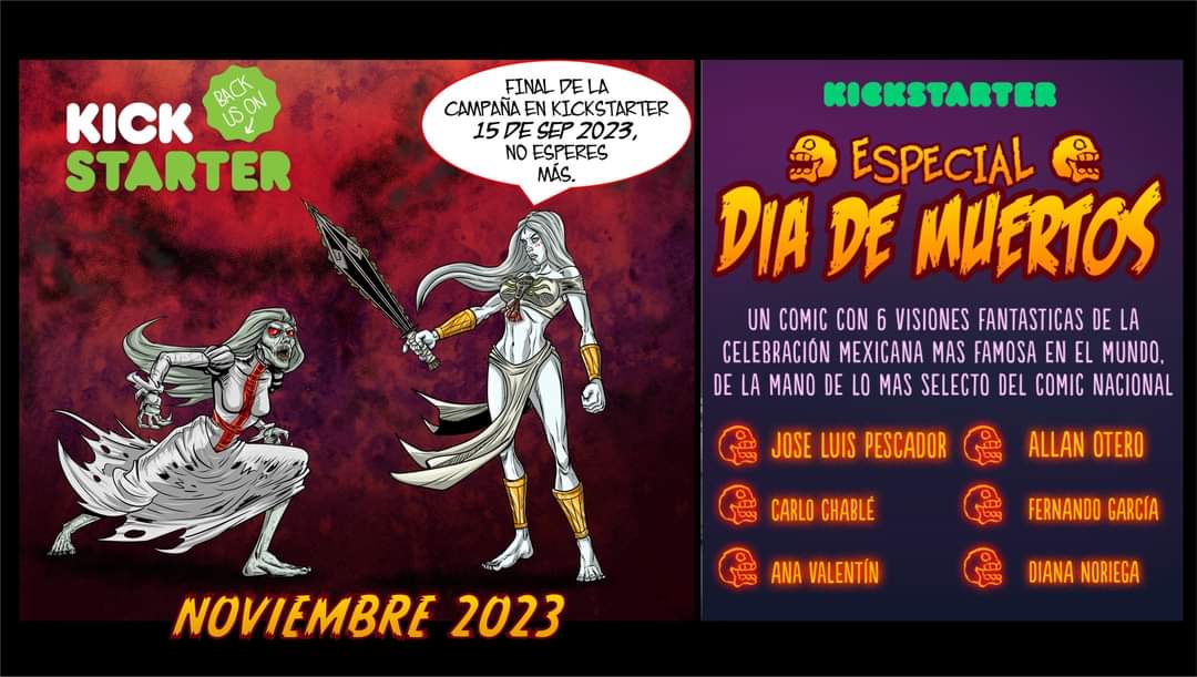 16 de septiembre
Finaliza la campaña, tu ejemplar en Kickstarter: kck.st/3DxswlL
¿Qué esperan?
#reinajaguar #Xiuhcoatl #vampiros #DiaDeMuertos  #comicmexicano #especial #capitanwarren #hexxenhammer #novelagrafica #inking #drawingsketch
#Cómicmexicano #kickstarter