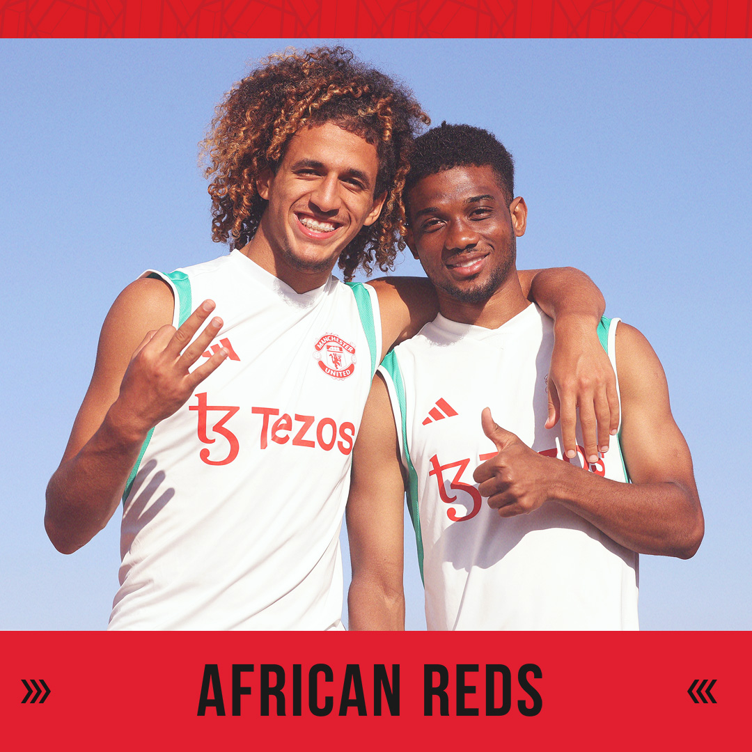 ManUtd's tweet photo. 🇨🇲 🇲🇦 🇹🇳 🇨🇮

With four African internationals in our first-team squad, United's connection with the continent is stronger than ever 🌍🔴

#MUFC