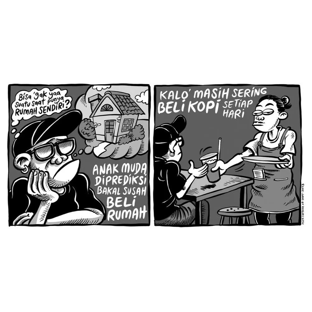 Beli rumah? <a href="/hariankompas/">Harian Kompas</a> #micecartoonofficial #genz