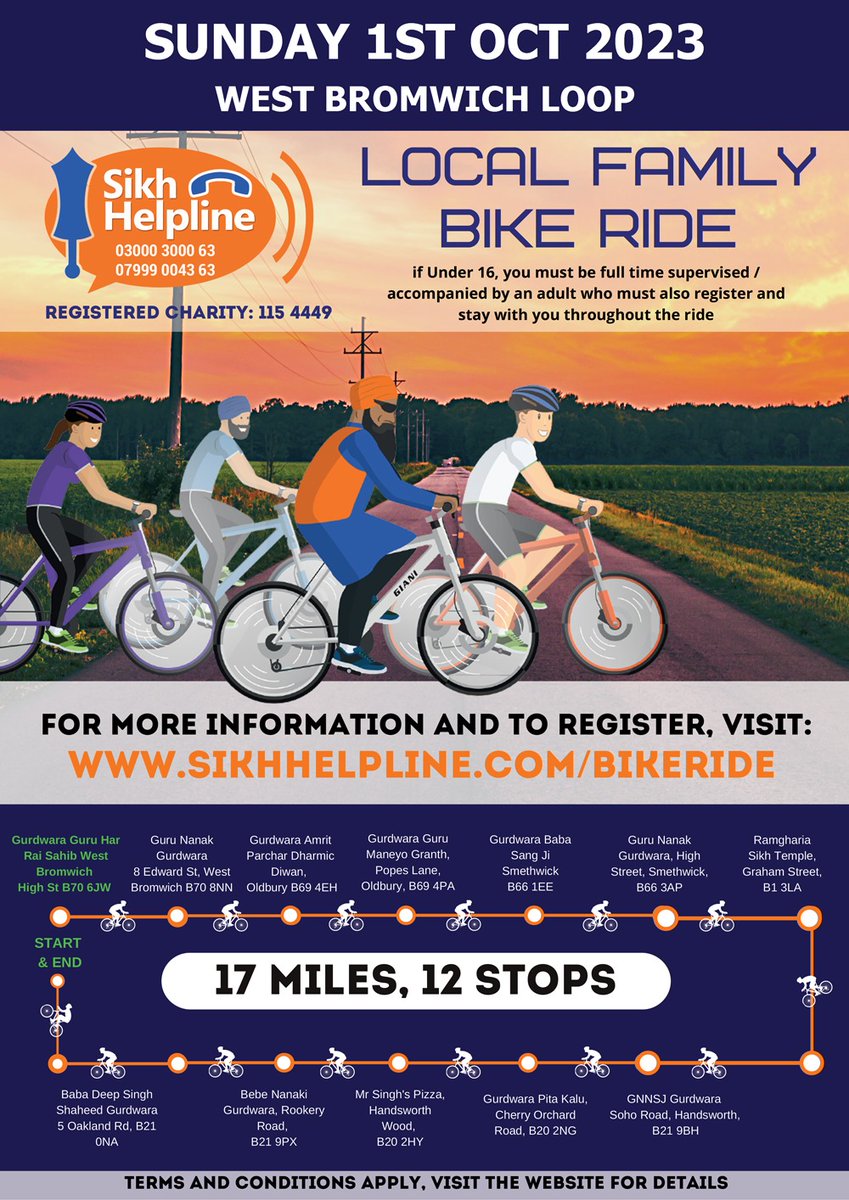 SikhHelpLine's tweet photo. EXCITING NEWS!
The Sikh Helpline Local Family Bike Ride is back!
If interested, register at https://t.co/5aeyYihhve
#sikhhelpline #helloscotland #cycling #350miles #mentalhealth https://t.co/dS4pPalkKS