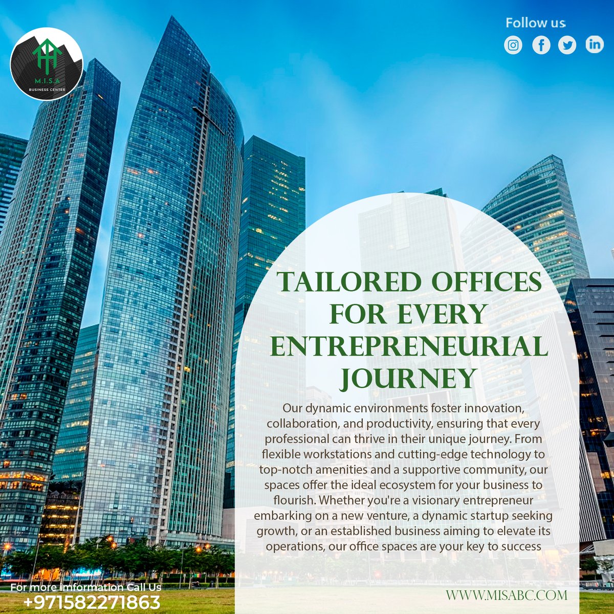 misabc372676's tweet image. At Misa Business Center, we understand that your workspace plays a vital role in your success. That&apos;s why we&apos;re committed to providing you with top-notch services and amenities tailored to your business needs.
 #MisaBusinessCenter #WorkspaceExcellence #ElevateYourBusiness