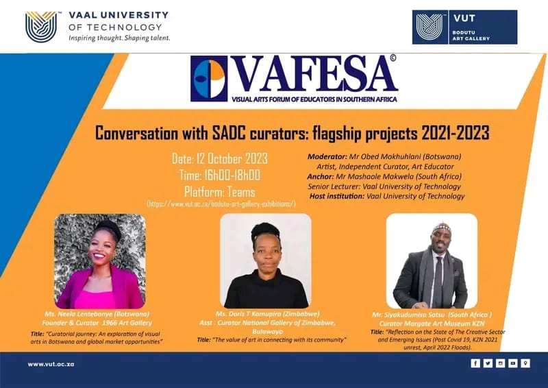 iam_neelo's tweet photo. The world of art in SADC and beyond.  Heartfelt gratitude to Vaal University of Technology 🇿🇦 
Join me and a remarkable assembly of SADC curators: 

Vaal University of Technology 🌟 

#curator #creativeartstherapist 
#writer #therapist #director #globalopportunities #SADC https://t.co/2uaCz975rb
