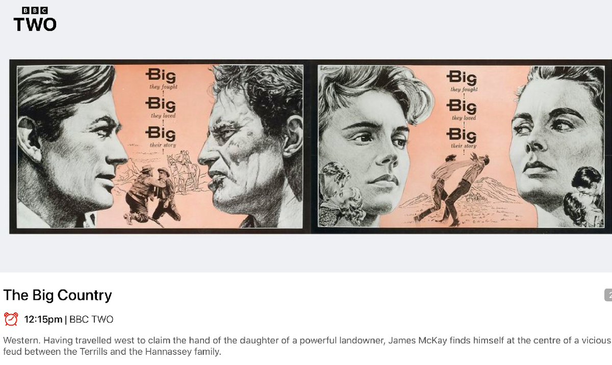 daveactv's tweet photo. If you have a quiet Sunday to yourself and enjoy a classic Western - watch or record for later this movie on BBC Two HD ‘The Big Country’ starting at 12.15PM on #BBCTwoHD #Western #Movie https://t.co/vFJxO5jJDK