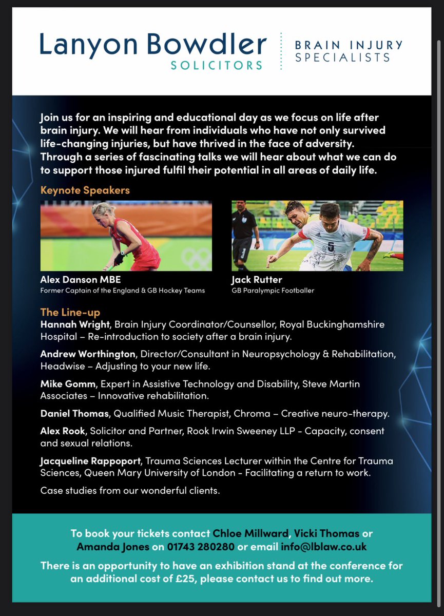 On 6th March 2024 our very own Professor Worthington will be speaking at <a href="/lanyonbowdler/">Lanyon Bowdler</a> event ‘Thriving after #Brain Injury’ alongside some other wonderful speakers. It’s set to be a great #educational event &amp; early bird tickets are now on sale! See the poster for more details ⬇️