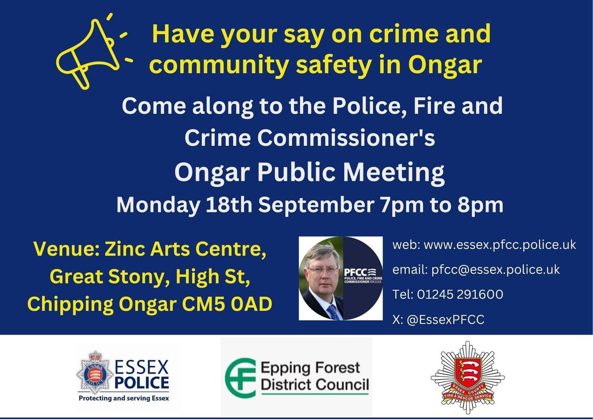 Although it states ongar, it covers all areas in the District. Please do pop along if you have any safety concerns