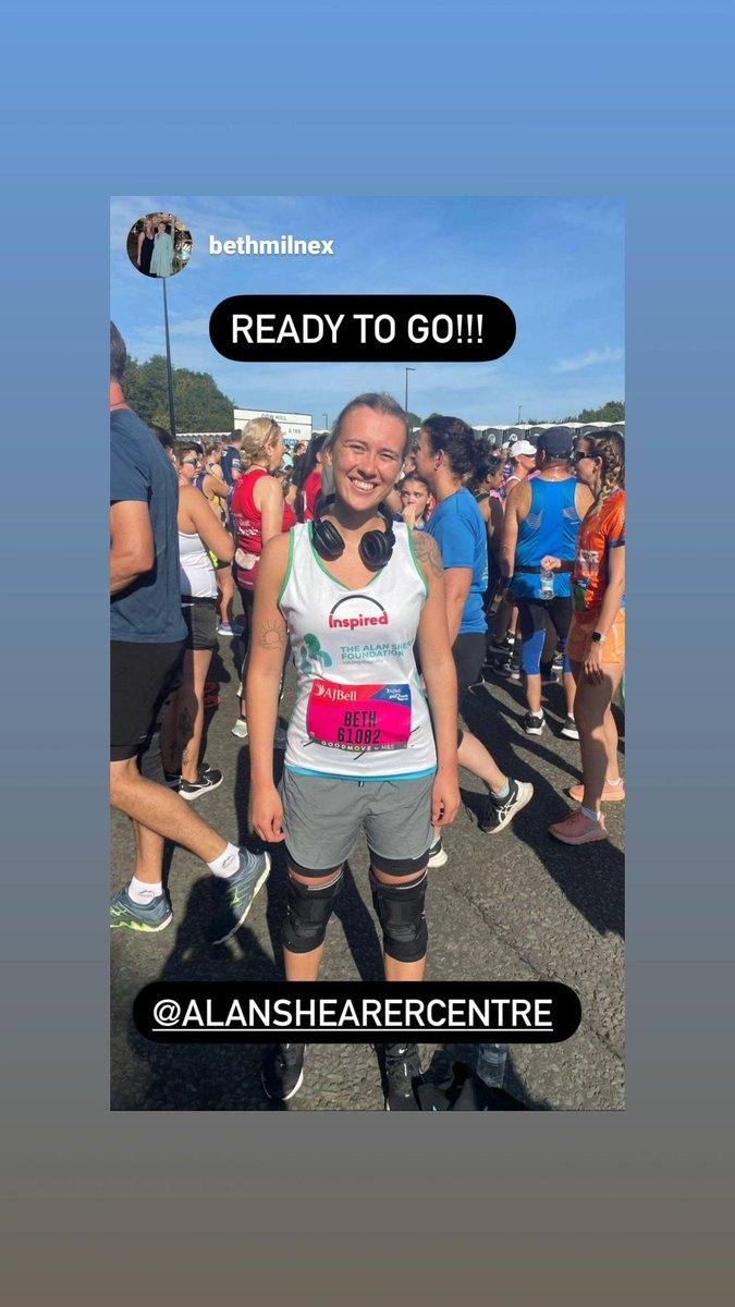 Good luck to Beth! Have a great time and thank you from the Foundation and @alanshearer for all your hard work #Greatnorthrun @Great_Run