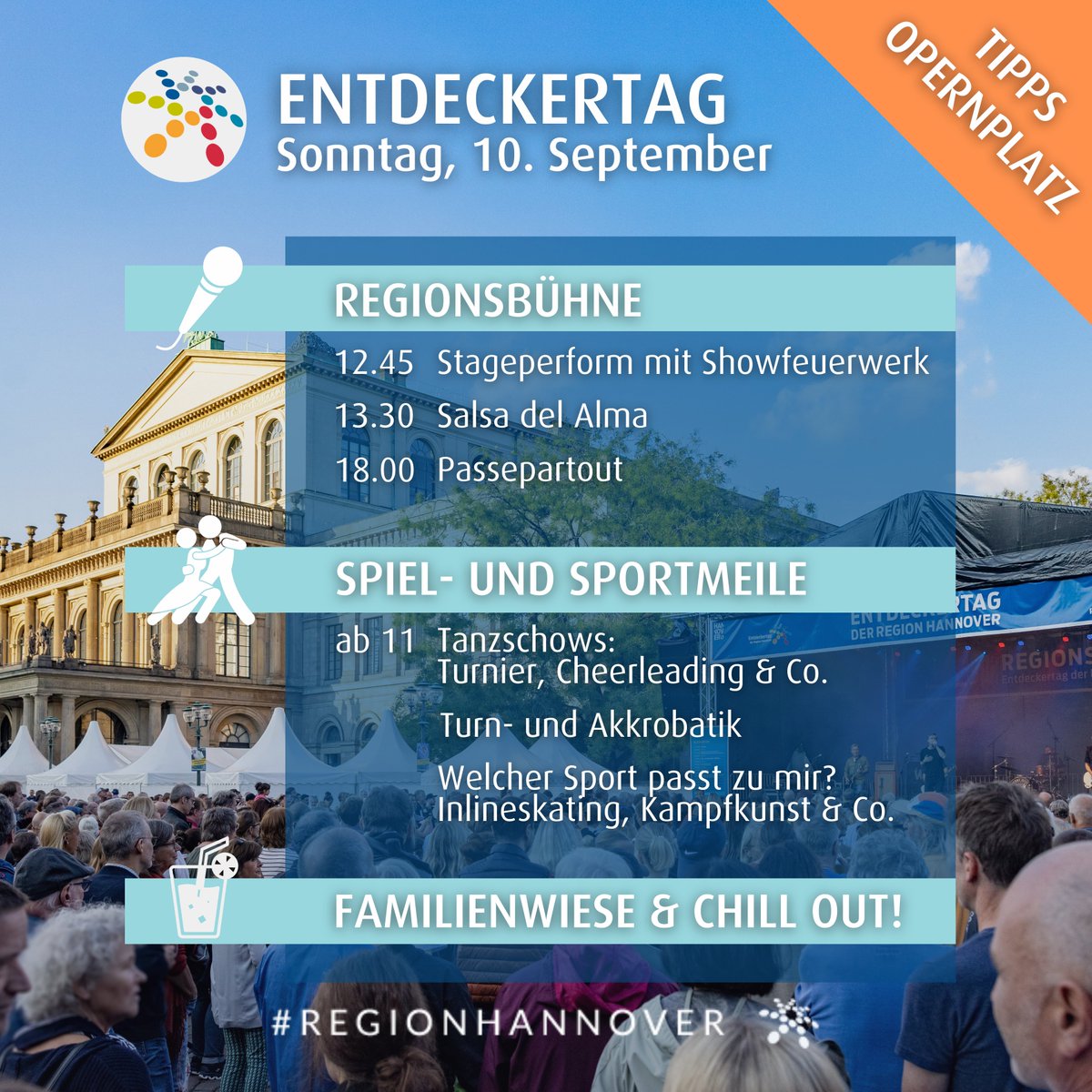 RegionHannover's tweet photo. Für Kurzentschlossene: Unsere Tipps für den Opernplatz/#Hannover beim #Entdeckertag!

Das ganze Programm mit 37 Tourenzielen: https://t.co/rGJCVBCuLd

Anreise: Kostenlos mit Bus &amp; Bahn mit der Aktion #GratisFahrn https://t.co/FRK3iPzVtk