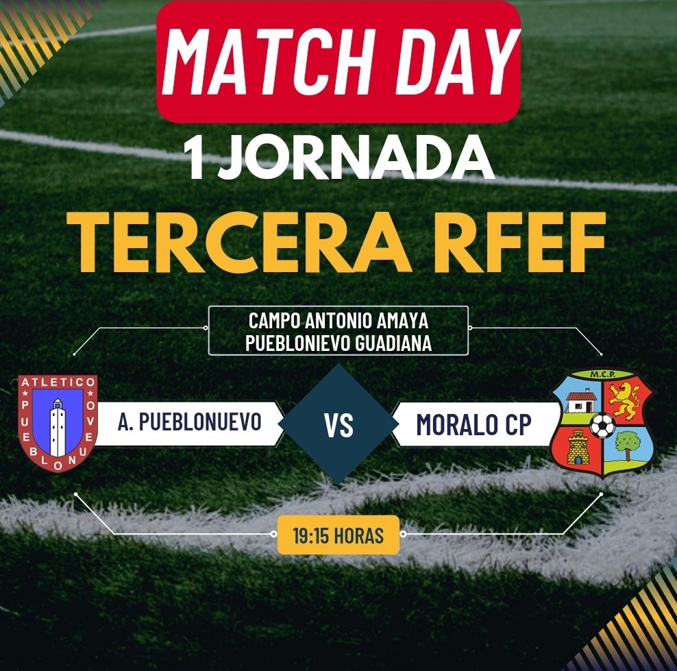 MATCH DAY
📅 10 SEPTIEMBRE 
🕓 19'15 HORAS
✅️ <a href="/AtcoPueblonuevo/">Atlético Pueblonuevo</a>
🏟 Antonio Amaya
💲General 8€
📍Pueblonuevo del Guadiana