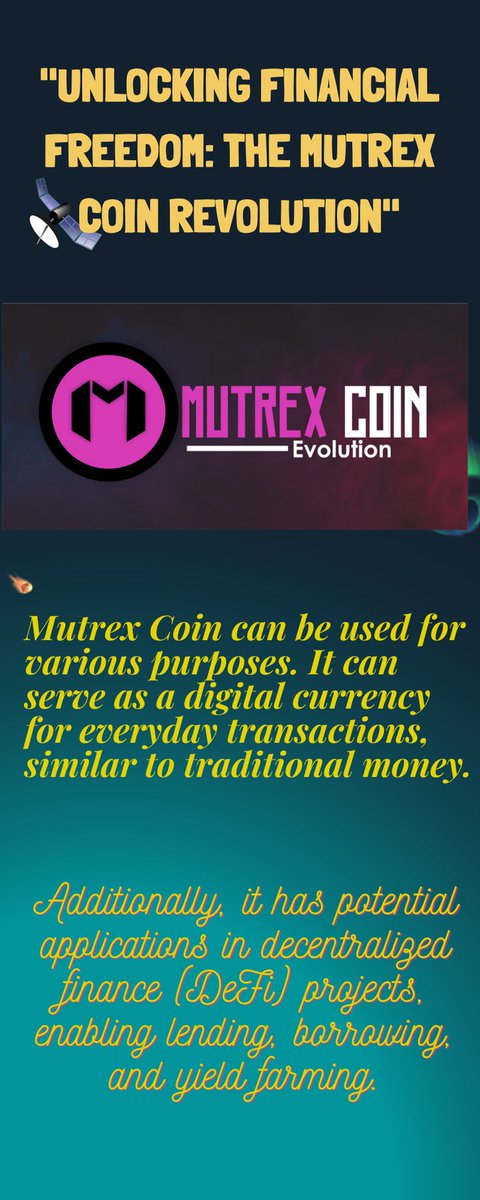 davidd8912's tweet photo. 🌐 Mutrex Coin is built for evolution, offering fast, secure transactions on the Binance Smart Chain. Explore its versatile use cases in DeFi and beyond. 💼 #Cryptocurrency #DeFi #MUTREX $MTX @MutrexCoin https://t.co/959Nji2Npn