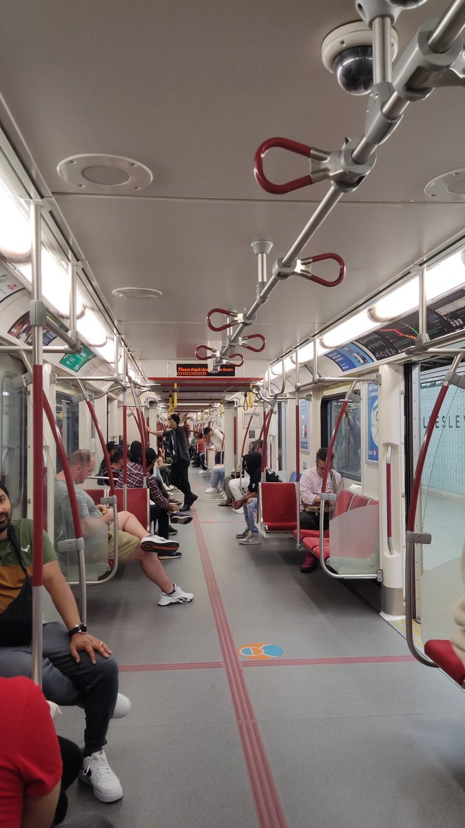 a 60-70% seated subway train interior
