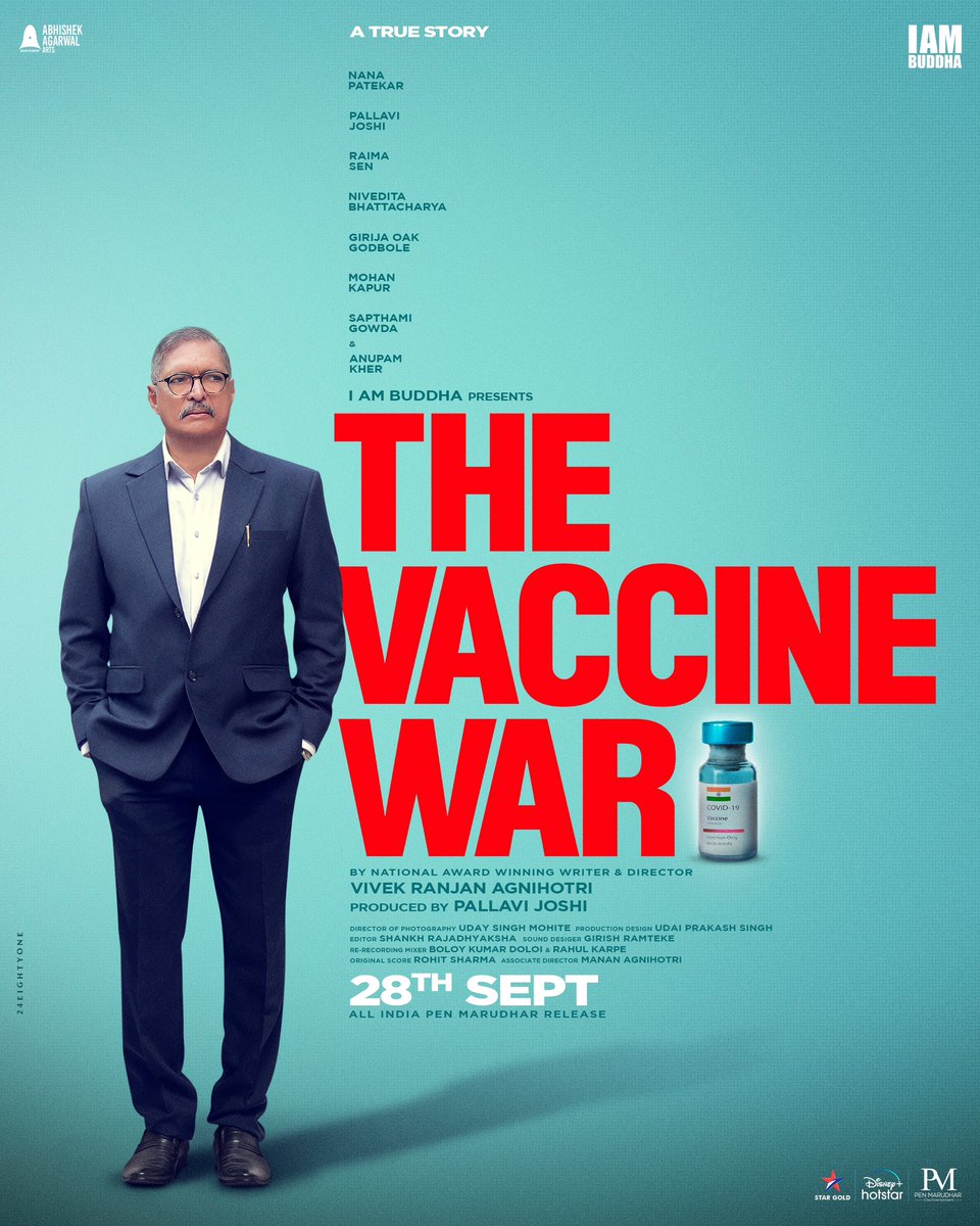 vivekagnihotri's tweet photo. PRESENTING:
A true story of a war you didn’t know you fought. And won.
#TheVaccineWar releasing worldwide on 28 September 2023. https://t.co/6a3irZzksW