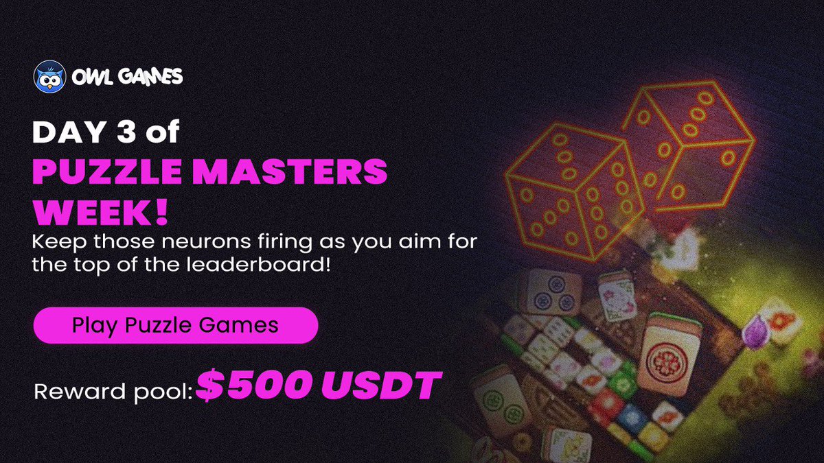 Prepare Your Mind for the Ultimate Puzzle Challenge!

✨ Join OwlGames Puzzle Masters Week Giveaway on <a href="/GiveLab/">GiveLab.com - Competition Platform</a>!

🔗 Join the challenge: giv.gg/owl.games

🔅 Engage your brainpower with mind-boggling puzzles
🔅 Compete for your share of a $500 reward pool
🔅 Secure a spot