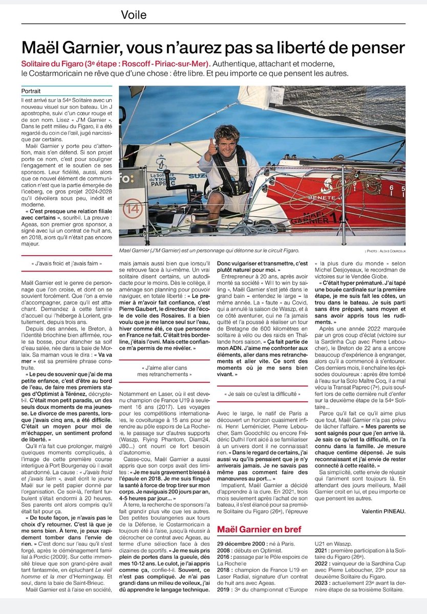 JaiMeGARNIER's tweet photo. Portrait dans @OuestFrance ce matin. https://t.co/pqR2mFqbiT