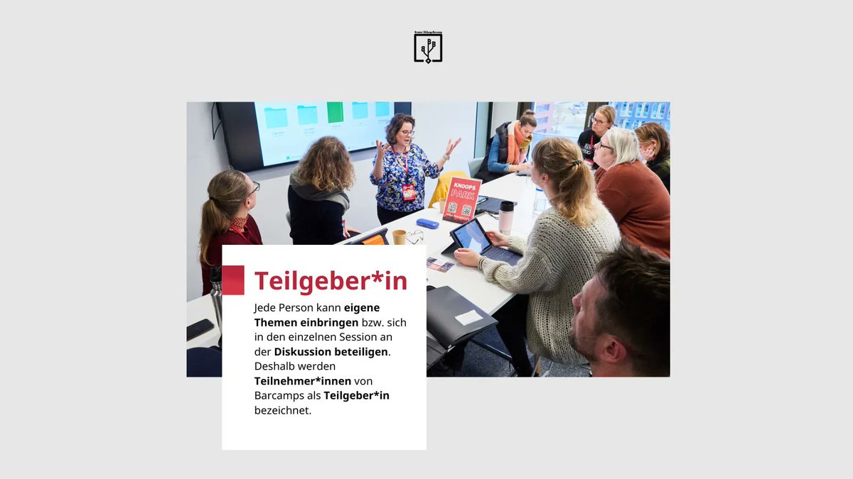 🤨 #Teilgeber*in 🧐?!

Jede Person kann eigene Themen beim #BremerBildungsbarcamp mitbringen. Wir sind alle für das Gelingen der Veranstaltung verantwortlich. Deshalb werden Teilnehmer*innen von #Barcamps als Teilgeber*in bezeichnet. 

#hbedu #lis #fortbildung #schuleimwandel