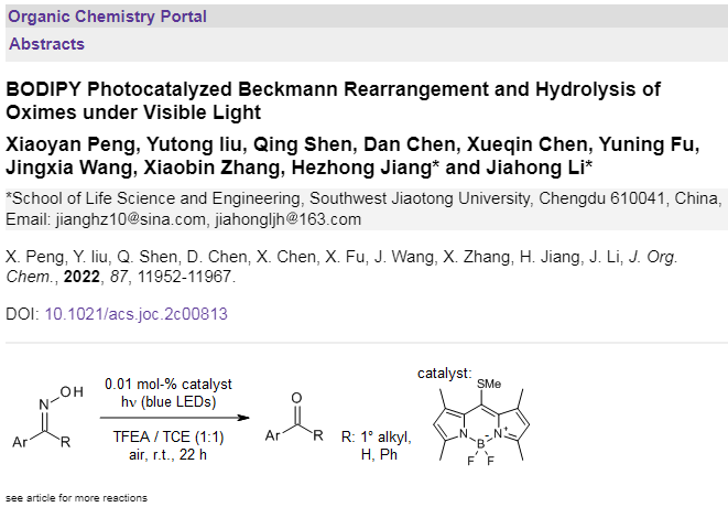 organic-chemistry.org/abstracts/lit8… 
A BODIPY dye catalyzes an efficient and mild rearrangement of oximes to amides or hydrolysis to ketones/aldehydes under visible light irradiation