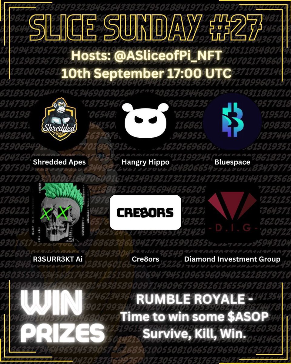 Join us today as we hang out with the amazing <a href="/ASliceofPi_NFT/">+ASliceofPiNFT</a> 

I’ll be giving out WL spots too

x.com/i/spaces/1yoKM…