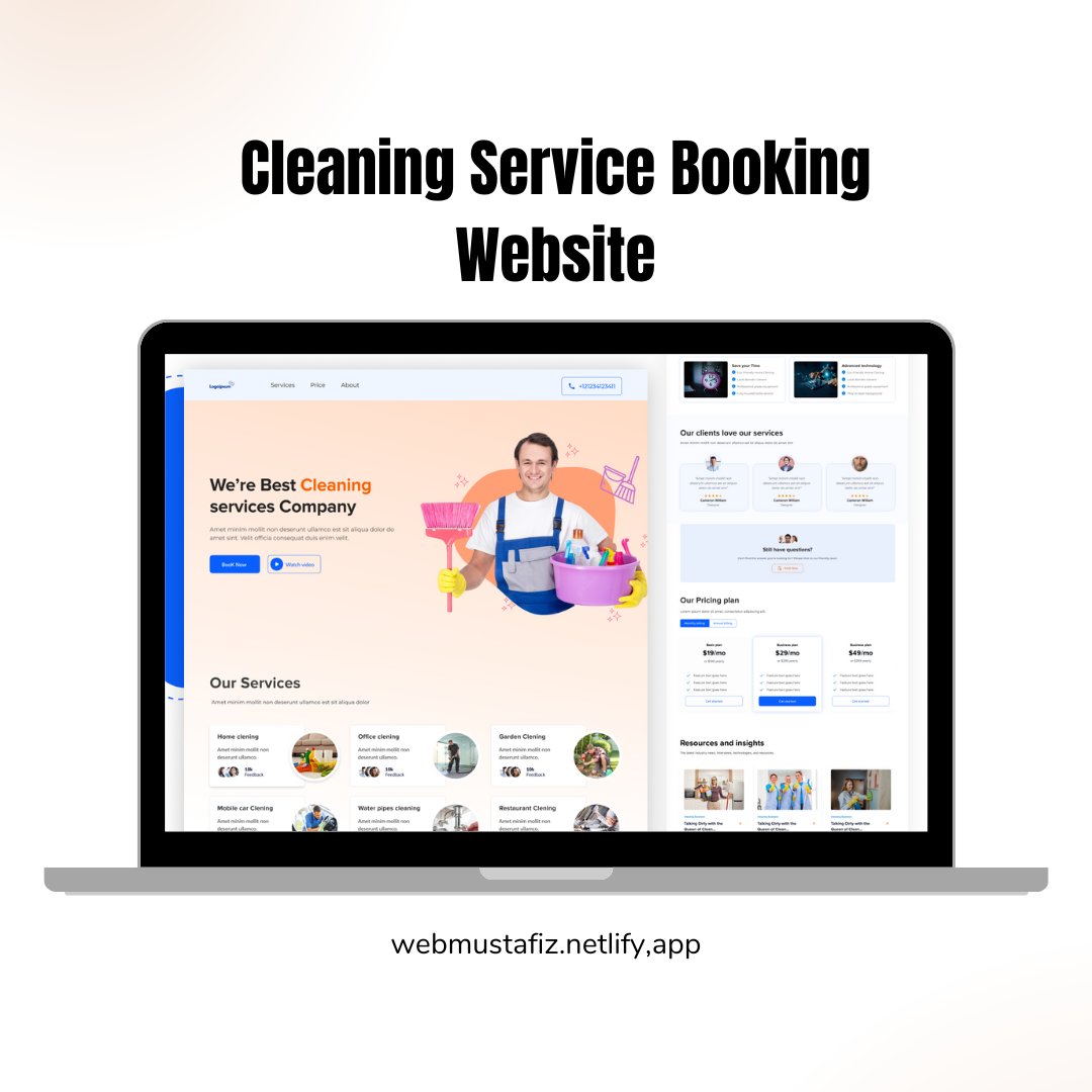 As a web developer, we specialize in crafting tailored websites for cleaning service companies looking to expand their reach and streamline operations. Our expertise includes integrating user-friendly booking systems, appointment management, and a suite of customizable services