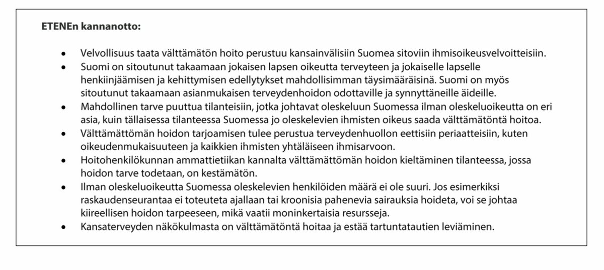 Keskimaki's tweet photo. Sosiaali- ja terveysalan eettinen neuvottelukunta ETENE vastustaa lausunnossaan @PetteriOrpo:n hallituksen ohjelmakirjausta  ilman oleskeluoikeutta Suomessa olevien henkilöiden terveydenhoidon rajoittamisesta.

https://t.co/cKESph1d0a https://t.co/71tdzjbOTz