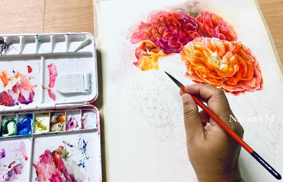 วันละนิดวันละน้อยจริงๆ จ้ะ
ด้วยสุขภาพของตัวเองและครอบครัว
ค่อยๆไปจ้ะ 

#watercolorpainting