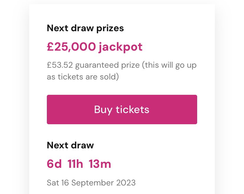 💚 Why not spend £1 supporting <a href="/tourettesaction/">Tourettes Action</a> in their weekly lottery. Guaranteed weekly prize that currently stands at just over £53 and be in with a chance of winning £25,000 

🎫 buy tickets here onelottery.co.uk/support/touret…

#tourettes #givingback #lottery #charity