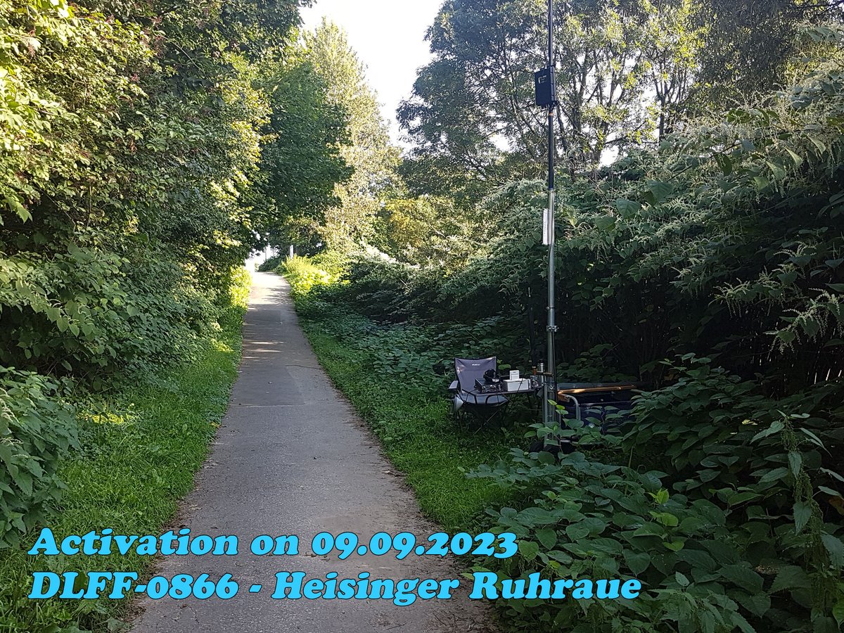 dl8eca's tweet photo. DLFF/WCA Activation on 09.09.2023 as DL8ECA/P.  References: DLFF-0866  "Heisinger Ruhraue" and WCA DL-00534 "Schloss Schellenberg".  Thanks to all chaser for 207 contacts. Very different conditions to 2022 activation.
@wwff44 #wwff44 #wwff #HamRadio #AmateurRadio #hamr #hamradio https://t.co/JDhV06Mkxx