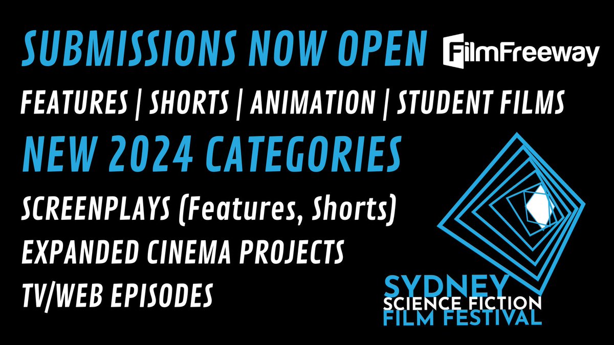 SydSciFiFest's tweet image. 2024 SUBMISSIONS NOW OPEN | NEW CATEGORIES ANNOUNCED 
SUBMIT HERE: bit.ly/3hAsEVE
#screenplay #newmedia #webcontent #studentfilms #animation #scifi #sciencefiction #filmfestival #writerscommunity 
Details at our @FilmFreeway page.
#Sydney #Melbourne #Brisbane #global