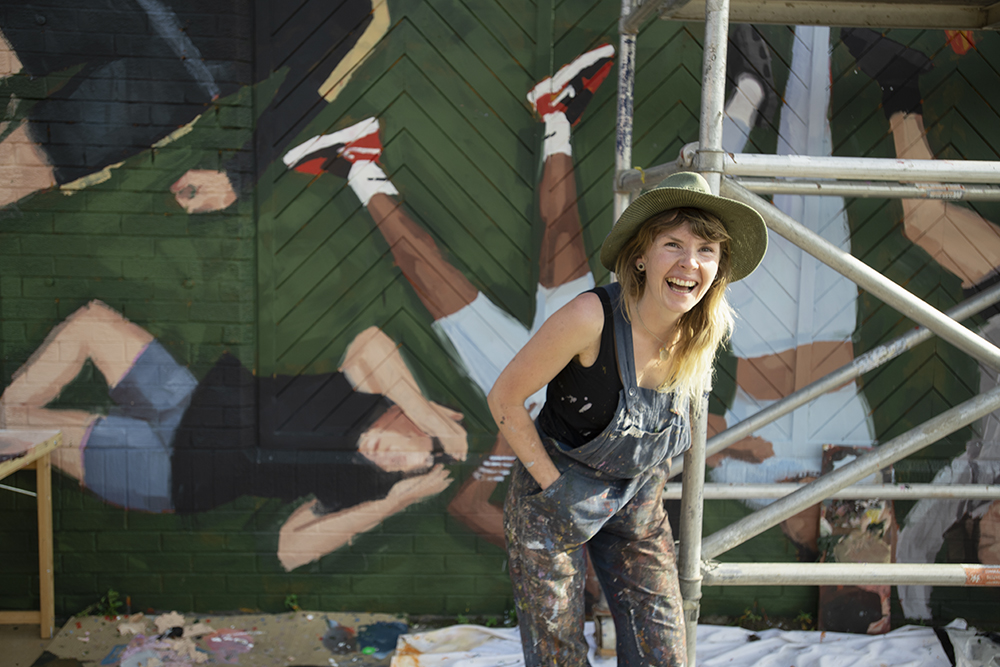 Common_WealthHQ's tweet photo. Before we share the grand finale #reclaimthespace we want to show ALL THE LOVE for this incredible person - Helen Bur the artist who worked her arse off on the hottest week of the year & done us so proud! Check her website https://t.co/uKxod7Upr8 We think she's one of the best ❤️ https://t.co/dfbn8SmMoV