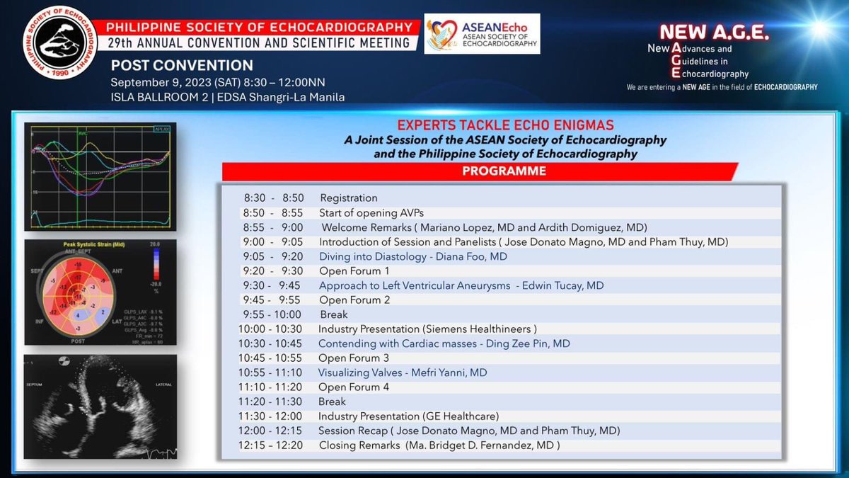 MefriYanni's tweet photo. Mabuhay, Manila !
Wonderful session at @PhilSocEcho meeting with #ASEANEcho and #APSCYoung members.
Thank you for having us !
#echofirst
#echocardiologist https://t.co/CiDuGnsTqB