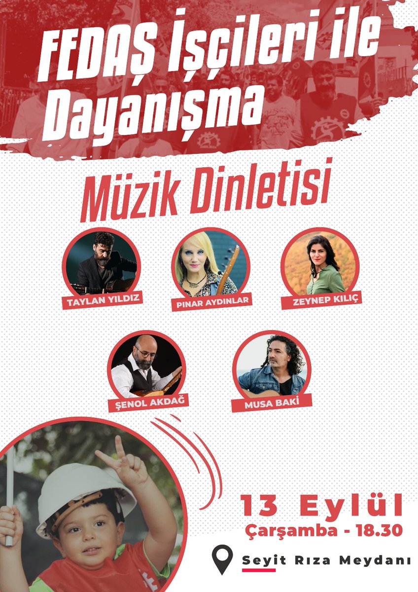 🛑FEDAŞ İşçisiyle Dayanışma Büyüyor!

Kıymetli sanatçılarımız ve değerli halkımızın katılımıyla 13 Eylül Çarşamba günü 18.30'da buluşuyoruz!

Dayanışma Kazanacak!
#fedasiscisikazanacak
#fedasiscisiyalnızdegildir