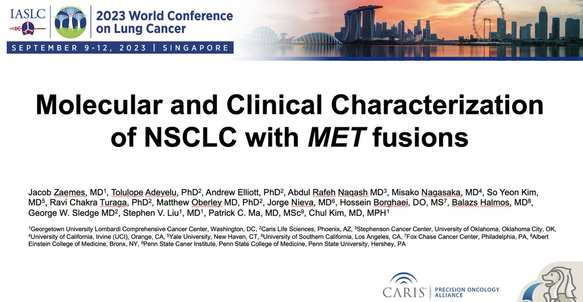 Honored to present data on MET fusion positive NSCLC, a collaborative work through @carisls Precision Oncology Alliance! A thread (1/7)2297)