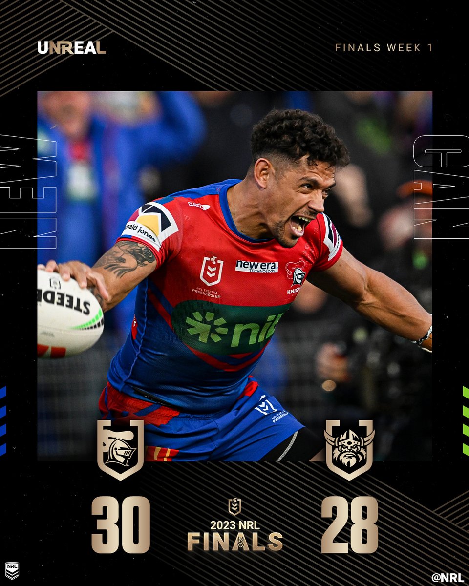 NRL's tweet photo. EXTRA TIME THRILLER 🔴🔵

#NRLKnightsRaiders https://t.co/Ua6bHTwAxp