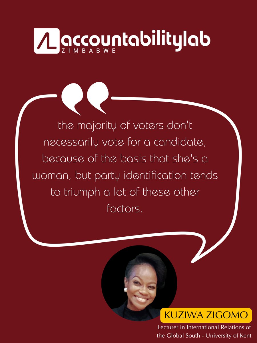 Accountability Lab Zimbabwe (@accountlabzw) on Twitter photo Interesting insights from <a href="/KMEZigomo/">Kuziwakwashe Zigomo</a> who says party allegiance often overrides other factors as the majority of voters prioritise it over the candidate's gender. More was shared during the Accountability Talk Twitter Space bit.ly/ALZSpace3 #zimbabweelections Interesting insights from <a href="/KMEZigomo/">Kuziwakwashe Zigomo</a> who says party allegiance often overrides other factors as the majority of voters prioritise it over the candidate's gender. More was shared during the Accountability Talk Twitter Space bit.ly/ALZSpace3 #zimbabweelections