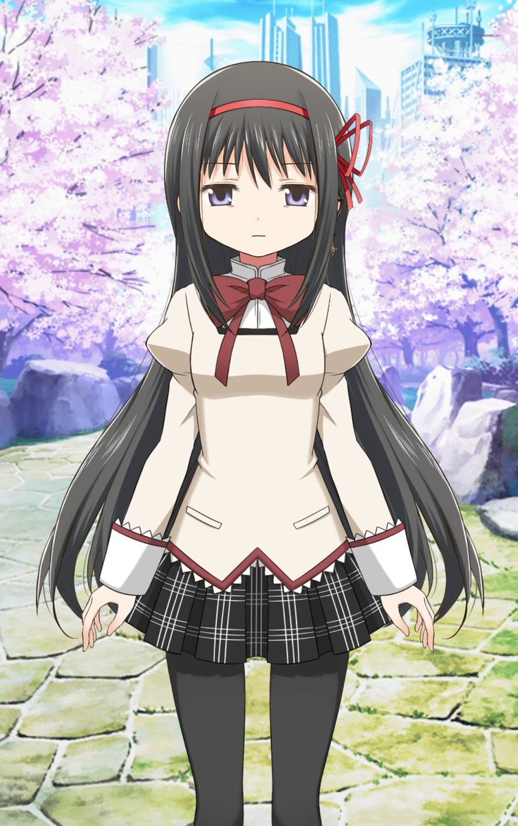 ワルプルギスの廻天のキービジュアルやPVの見滝原中学校の制服にボタン