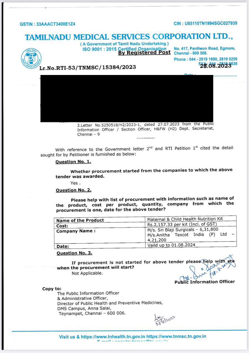 annamalai_k's tweet photo. In June 2022, we exposed the Nutrition Kit Scam of the #CorruptDMK government & we also mentioned that a vendor who had to be blacklisted for supplying substandard products as part of Pongal good distribution would be awarded this tender. 

TN Health Minister Thiru @Subramanian_ma denied awarding the tender to the blacklisted vendor, but a recent RTI says otherwise. 

TN State govt denied state-run Aavin the opportunity to produce the Health mix and favoured a private firm & they have also awarded a supply of the maternal kit to a blacklisted firm.

The Gopalapuram family cannot hide for long as skeletons tumble out of the closet.
