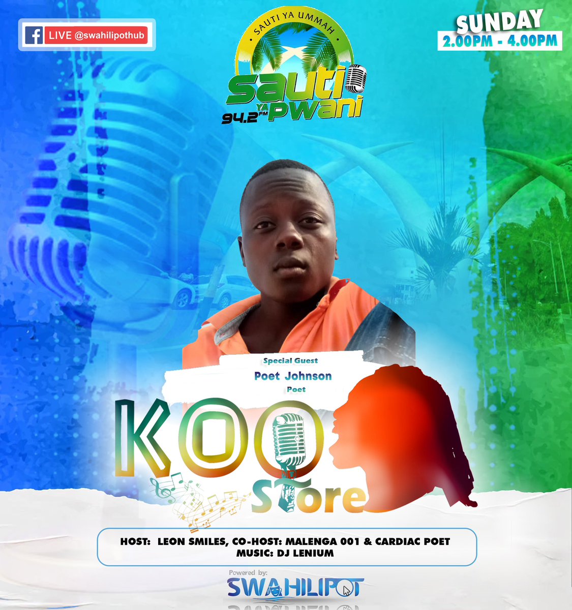 swahilipothub's tweet photo. Join us on #KooStore @sautiyapwani Today from 2pm to 4pm.
Set alarm and get ready to join the conversation with your question.
Studio lines: 0732 942 942 / 0712 942 942
SMS line: 0769 228 281 https://t.co/xLcOVXbpfO