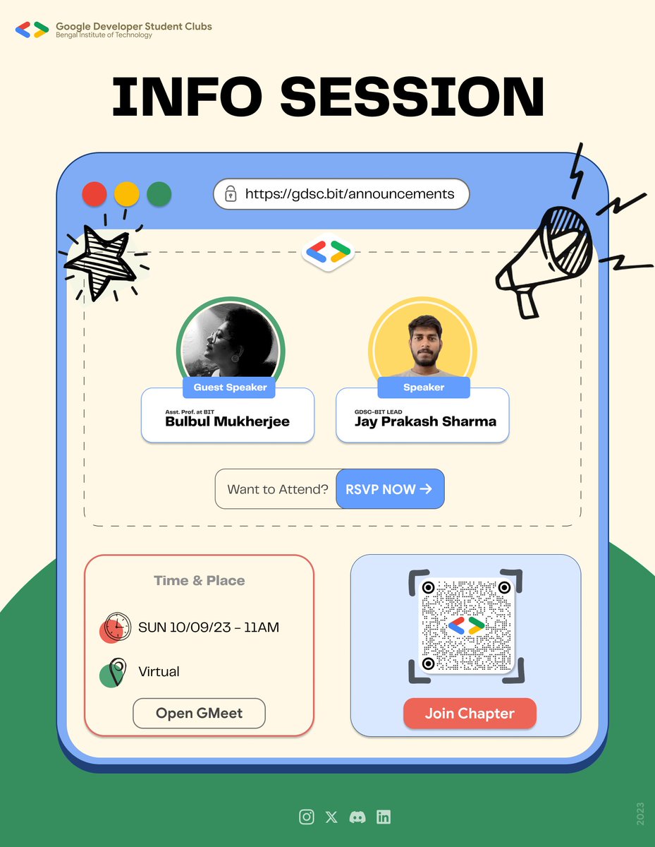 Exciting news 🎉! Our inaugural event, an informative session, was a smashing success✅️! We delved into the world of GDSC and gave attendees a chance to get to know us better📜.We can't wait to see what the future holds for our GDSC community💡!
#gdsc #gdscbit #gdscindia