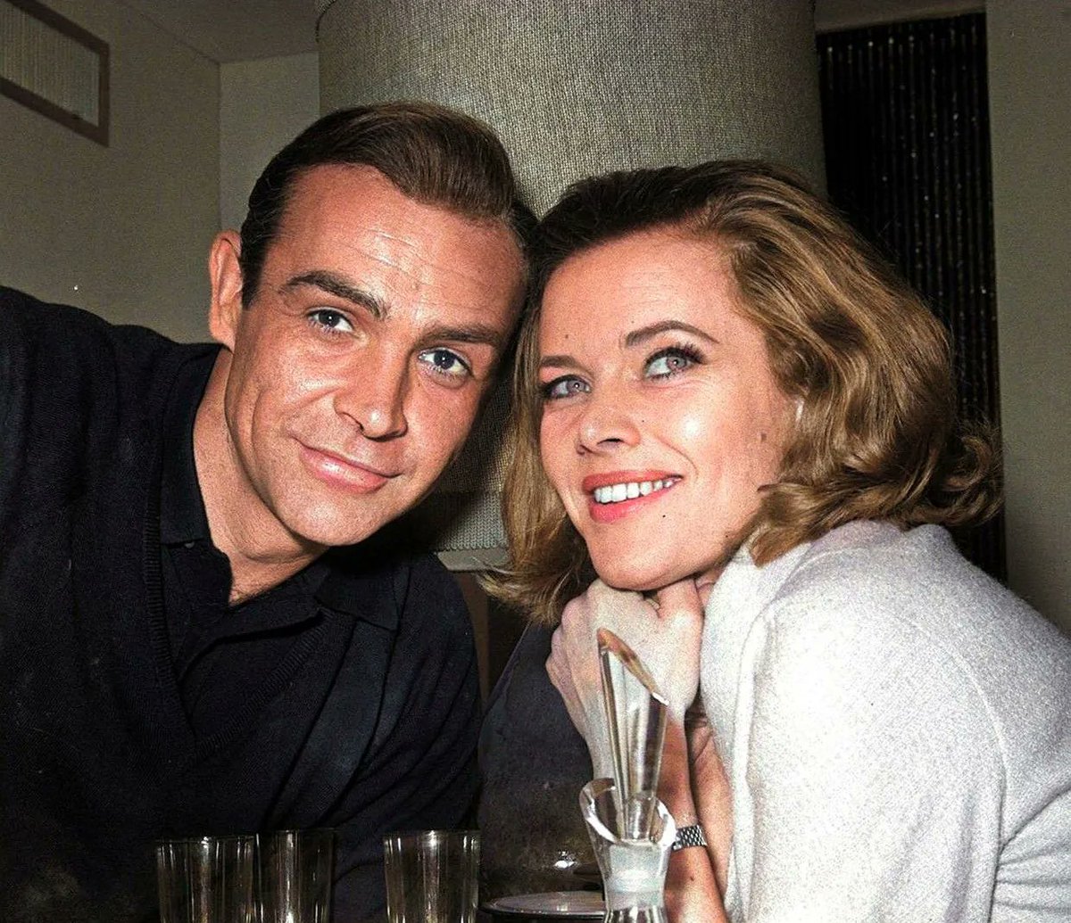 Sean Connery and Honor Blackman, who played Pussy Galore, promoting the film Goldfinger in 1964. #seanconnery #honorblackman #bond #jamesbond #goldfinger #pussygalore #sixties