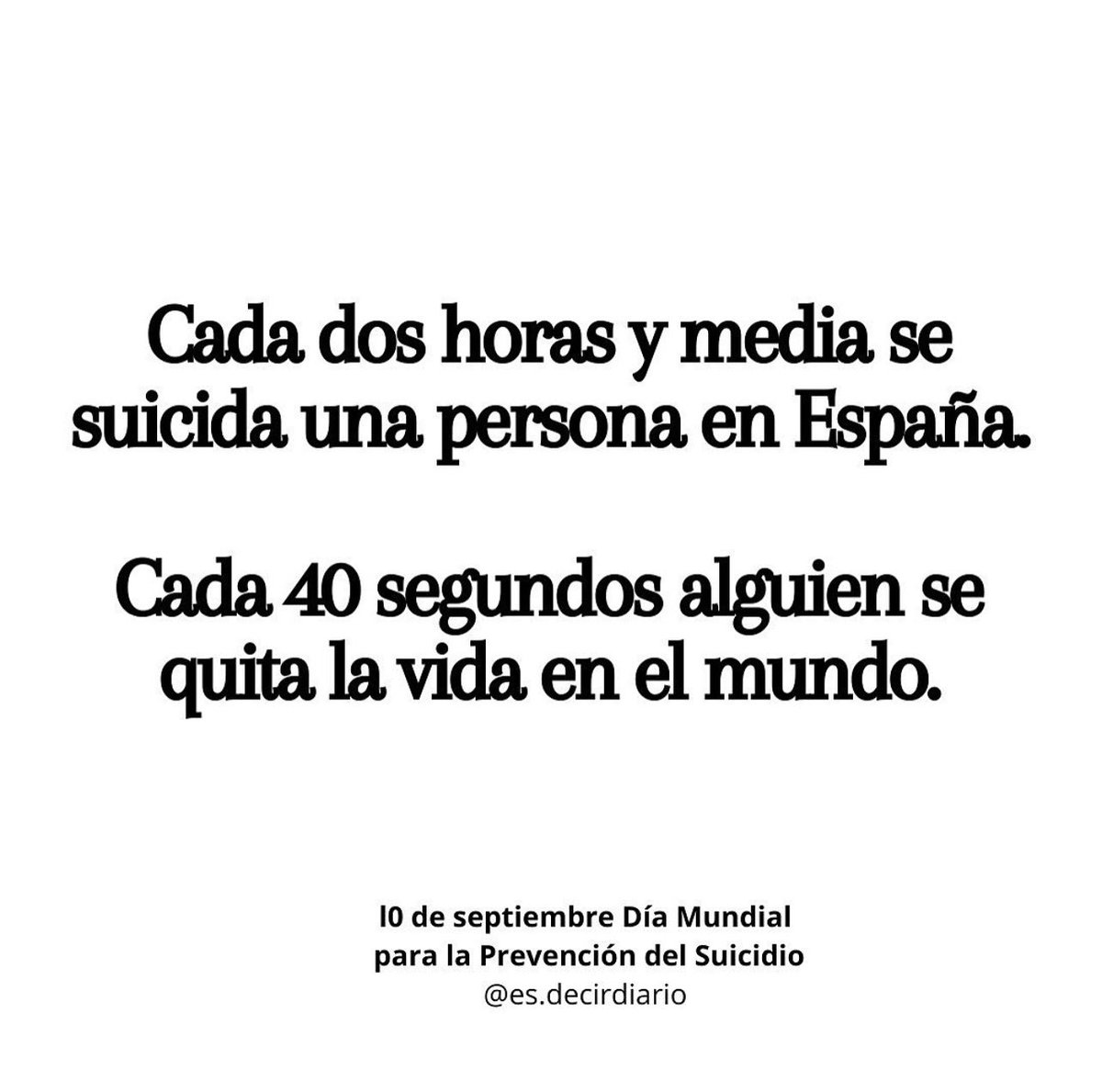 La pandemia silenciosa ha vuelto a registrar por segundo año consecutivo su mayor cifra en la historia.

4097 suicidios en el año 2022, lo que supone un aumento del 2,3% respecto al año anterior. 

Me preocupa que se produzcan 11 suicidios al día en España y no se cuente.

Me