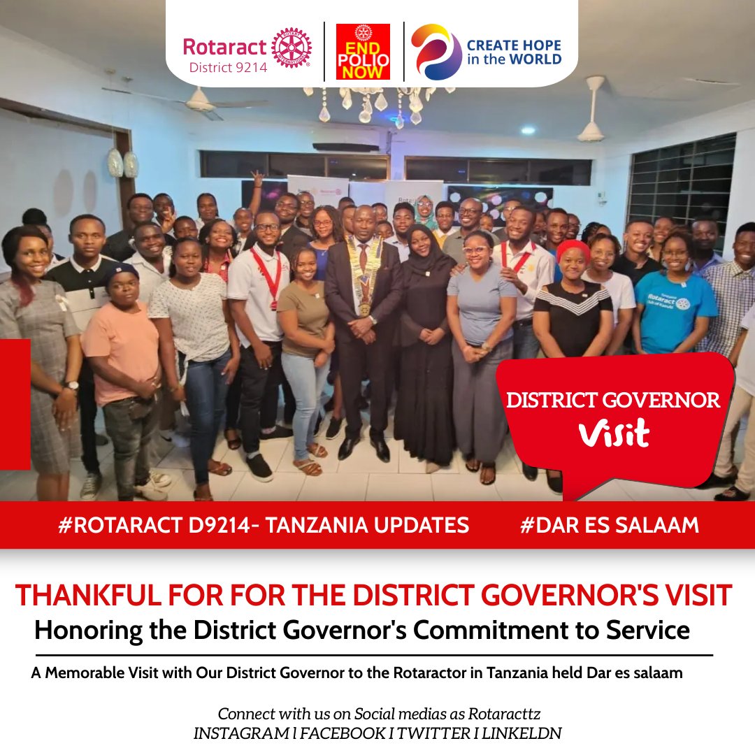 rottanzania's tweet image. An inspiring evening with District Governor @SsemwangaFranc2 as we united with Rotaract clubs in Dar es Salaam, Tanzania @rottanzania at Hekima Garden, Gpm. Together, we are creating hope in the world! 🌍✨ #CreateHope 
@RotaractD9214