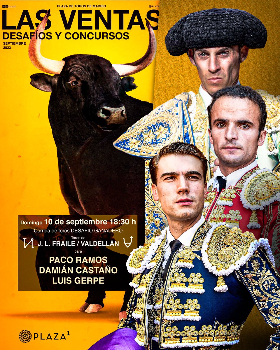 💥𝗘𝗹 𝗰𝗮𝗿𝘁𝗲𝗹 𝗱𝗲 𝗵𝗼𝘆💥

¡𝗣𝗿𝗶𝗺𝗲𝗿 𝗱𝗲𝘀𝗮𝗳𝗶́𝗼 𝗴𝗮𝗻𝗮𝗱𝗲𝗿𝗼!

🐂 J.Luis Fraile 🆚 Valdellán 
👉🏻Paco Ramos, Damián Castaño y Luis Gerpe. 
⏰ 18:30h. 
🎟️ bit.ly/EntradasLV