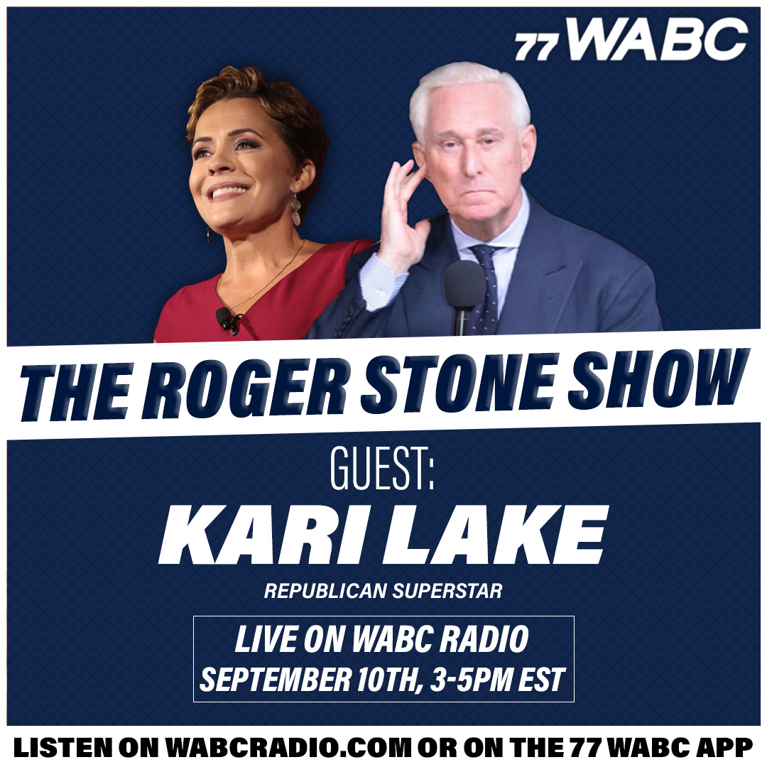 TODAY ON THE ROGER STONE SHOW:

Republican Superstar <a href="/KariLake/">Kari Lake</a> joins me to discuss the Illegal Migrant Invasion of America &amp; why she Supports President <a href="/realDonaldTrump/">Donald J. Trump</a>!

LISTEN LIVE 3-5PM EST: 770 on the AM Dial in NY-NJ-CT Area, or on WABCRadio.com