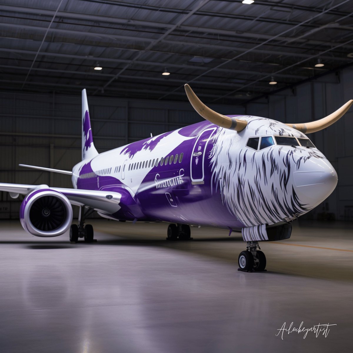 Spotted:  Glasgow Clan <a href="/ClanIHC/">Glasgow Clan 🏒🏴󠁧󠁢󠁳󠁣󠁴󠁿</a> plane is nearly ready for the main league season as they only fly EasyJet in pre-season.  Massive club with a  massive purple plane.