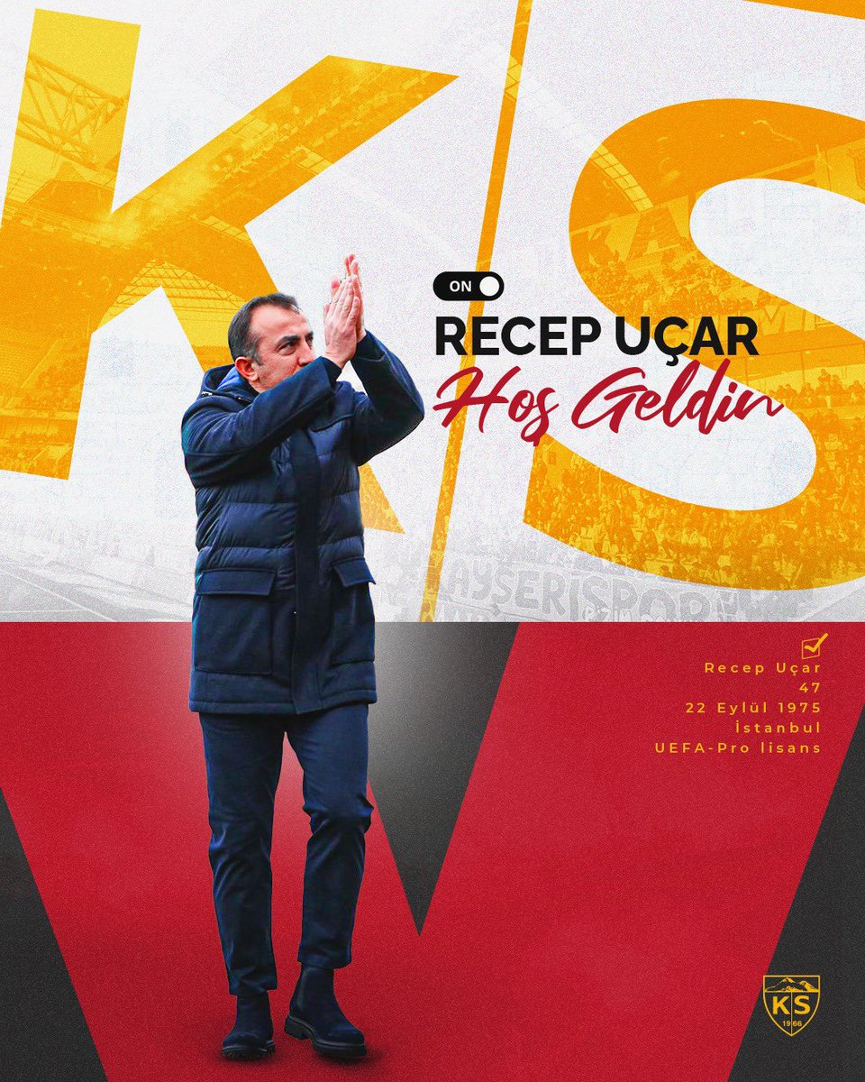 🧣 Hoş Geldin Recep Uçar  
📷 Kulübümüz, Teknik Direktörlük görevi için Recep Uçar ile anlaşmıştır.  

Anlaşmanın hem Recep Uçar’a hem kulübümüze hayırlı olmasını diliyoruz.  

Mondihome Kayserispor Kulübü